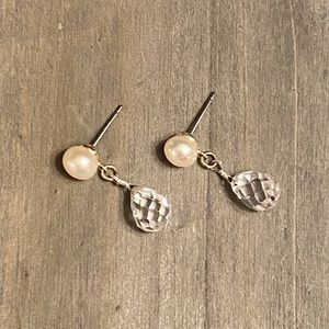 Pearl and crystal drop earrings